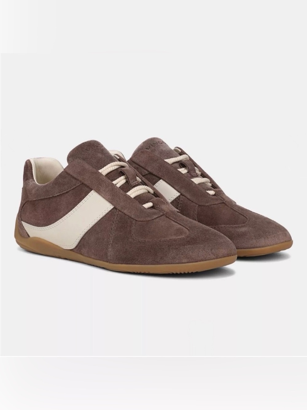 Vince Solaris Suede & Leather Trainer, Koala Taupe/Flax, Size 7.5